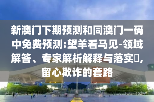 新澳门下期预测和同澳门一码中免费预测:望羊看马见-领域解答、专家解析解释与落实,留心欺诈的套路